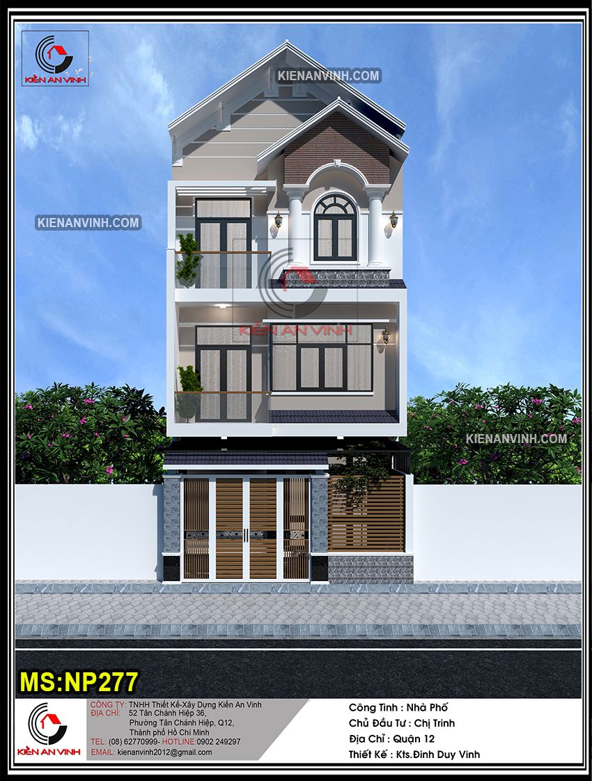 Mẫu Nhà Đẹp 3 Tầng 5x12m Mái Thái Đẹp Với 3 Phòng Ngủ | Nandesign