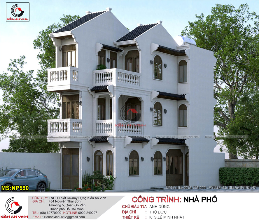 mẫu nhà 3 tầng đẹp 5x24m
