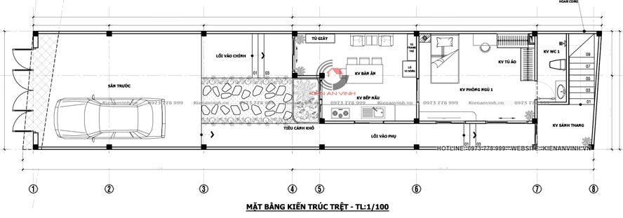 mẫu nhà 3 tầng đẹp 5x24m