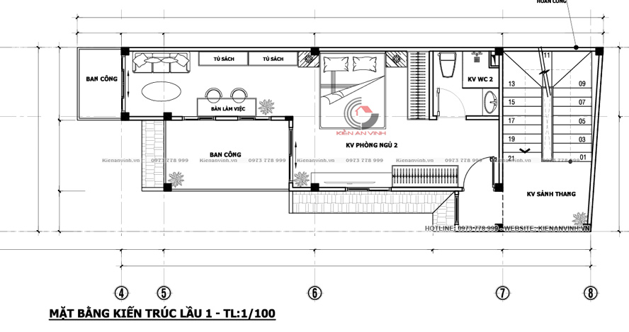 mẫu nhà 3 tầng đẹp 5x24m