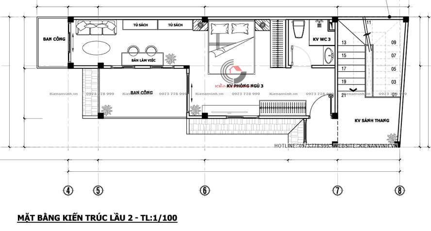 mẫu nhà 3 tầng đẹp 5x24m