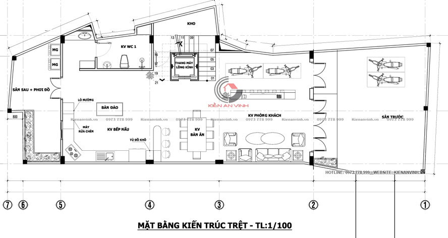 mẫu nhà 3 tầng 7x22m