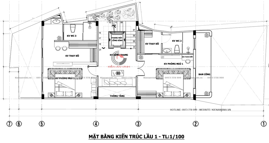mẫu nhà 3 tầng 7x22m